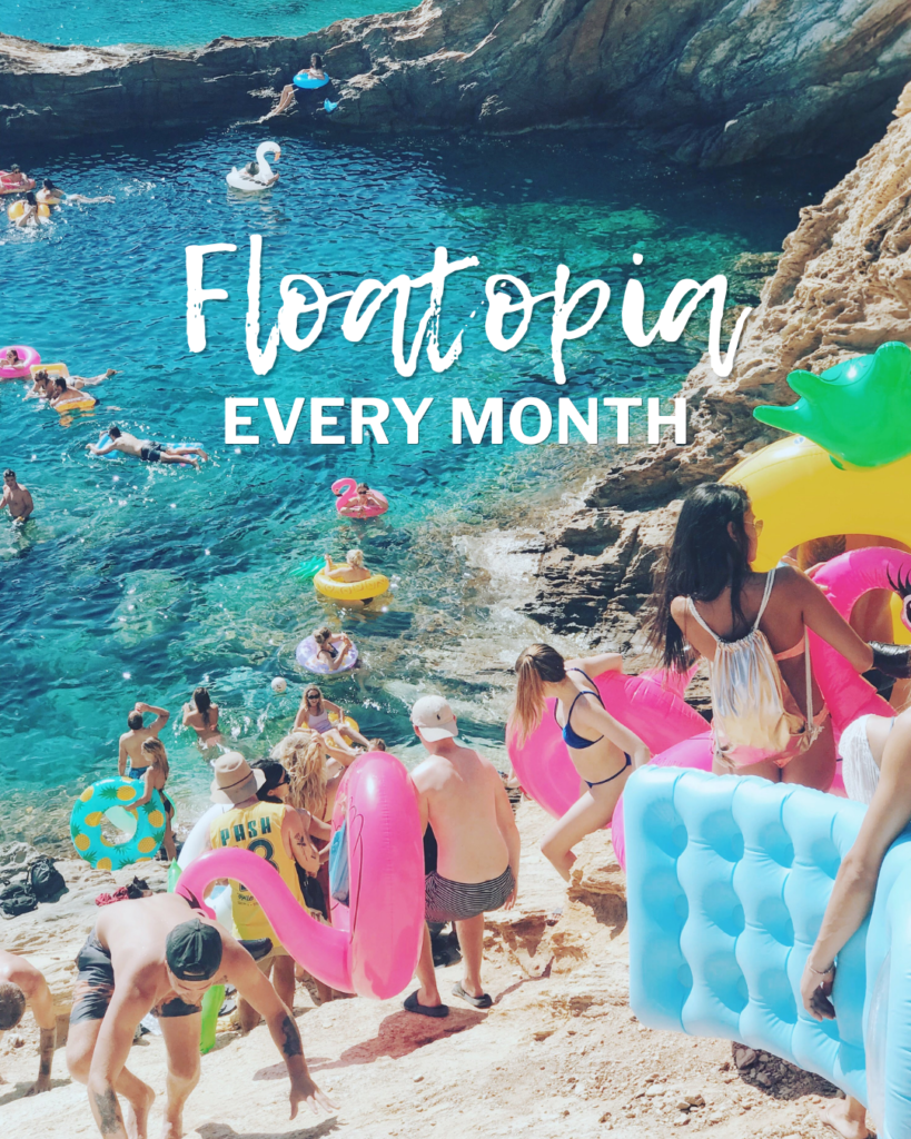 Flaot party at Harmony ios. Water floaties events in greece