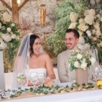 Wedding in Greece, Ios island. Wedding decorations and floral design in Greece by a destination wedding planner