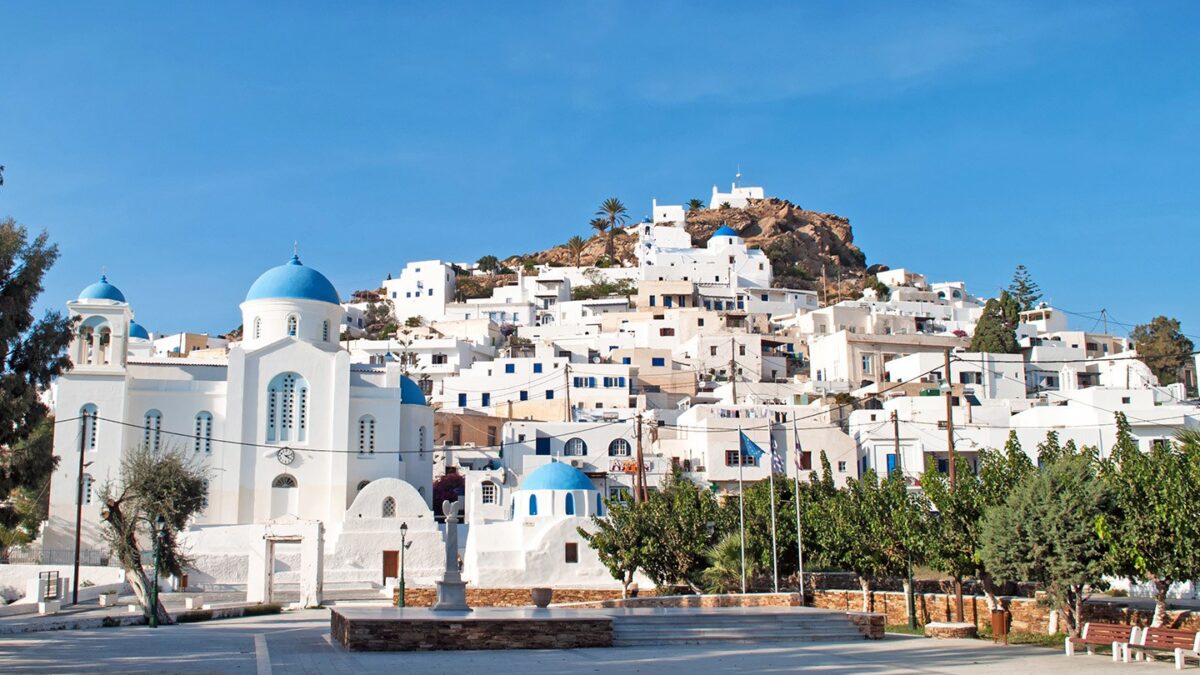 ios-greece-off-season-guide Ios Greece island overlooking the Aegean Sea and Mylopotas Beach
